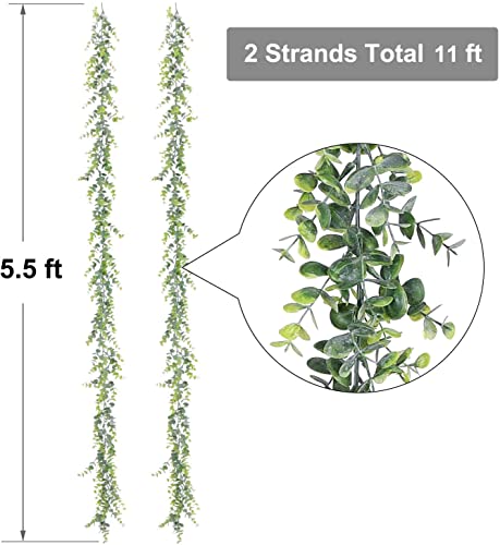 Lvydec 2 Pack Artificial Eucalyptus Garland, Fake Eucalyptus Greenery Garland Wedding Backdrop Arch Wall Decor, 5.5 Feet/Strand Fake Hanging Plant for Table Festival Party Decoration