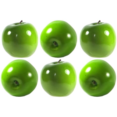 Vasefill 6-Pack Artificial Green Apple Plastic Apples Fruit Six Pieces Fake Granny Smith Manzana - color: Apple (Granny Smith)