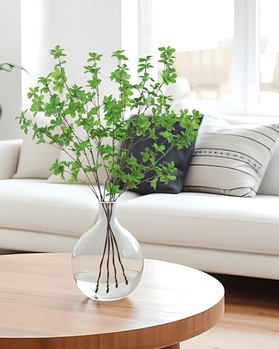 DuHouse 4Pcs Artificial Fake Greenery Stems 31" Faux Branches Fake Plants for Vase Filler Home Decor Table Centerpieces Garden Decoration(Green) - color: Green