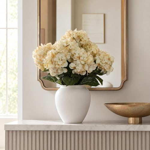 Larksilk Hydrangea Artificial Flowers - Faux Hydrangea Flowers - Home Decor, Easter Decorations, Spring Decor - Floral Centerpieces for Tables - 20" Floral Stems, Beige, 1 Piece - color: Beige, size: 1 Piece
