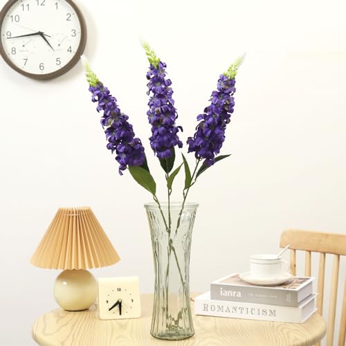 IPOPU 8PCS Snapdragon Artificial Flowers Purple Delphinium Artificial Silk Flowers Long Stem Hyacinths Fake Flowers for Wedding Home Outdoor Floral Arrangements Centerpieces Table Decorations (Purple) - color: Purple