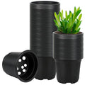 Augshy 110 Pcs 5 Inch Black Plastic Plant Pots, Nursery Pots for Succulents Seedlings, Small Plant Pots with Drainage Holes, Plastic Garden Pots for Home Gardening - size: 5 Inches