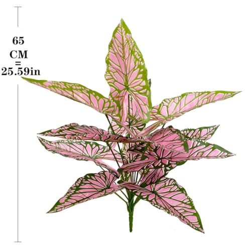 Aglaonema Plant with Variegated Green and Red Leaves, Fake Tree Leaf Simulation Flower Bonsai for Party Decoration Artificial Plants Floor Home Room Decor Ornament (Pink No Flowerpot, 60cm) - color: Pink No Flowerpot, size: 60cm