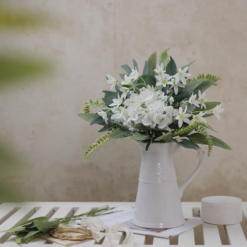 VIERENA Artificial Greenery Stems Box Set(Pack of 85pcs) with 8 Kinds of Faux Plants and Fake Flowers for DIY Wedding Bouquet Table Centerpieces and Floral Arrangement (White&Dusty Green) - color: White&dusty Green