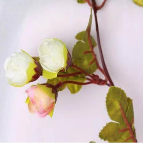 Fantasee Artificial Rose Vine Garland Lights 20 LED 45 Flowers USB Operated Flower Garland Fairy Lights for Wedding Valentine's Day Home Garden Arch Party Birthday Decor (White + Light Pink, 6FT) - color: White + Light Pink