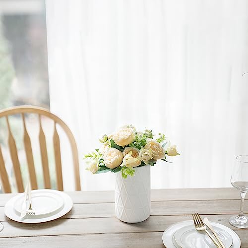 Mkono Peonies Artificial Flowers, Small Silk Flowers for Home Decor Indoor Fake Bouquet Faux Floral Arrangements Dining Table Centerpieces for Kitchen Party Decor Champagne - color: Champagne