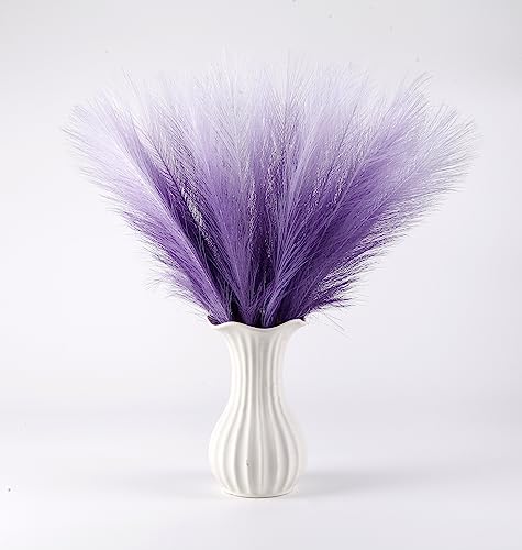 Pampas Grass Small, 30 Pcs 17" Faux Pampas Grass Short Decor, Pompas Grass Flower Arrangement and Vase Filler for Boho Home Wedding Decoration (Purple Gradient) - color: Purple Gradient, size: 17'' Tall