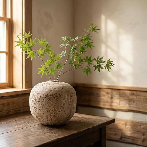 Ceramic Rustic Farmhouse Vase,Extra Large Terra Cotta Vase, Huge Pottery Decorative Flower Vases for Living Room Entryway Table Centerpiece Decor(8.7'' X 9.5'' x 9.5'') - color: Pellets