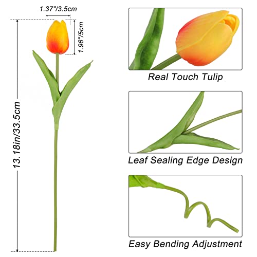 Beferr Tulips Artificial Flowers 18Pcs Faux Tulip Real Touch Tulip Fake Flowers Bouquets Arrangements for Home Wedding Table Decor Orange - color: S-18pcs-1colors-orange, size: 18PCS