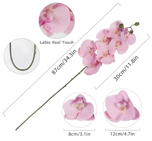 IPOPU 34.3" Pink Orchid Artificial Flowers, Real Touch Fake Orchid Latex Pink Flowers Phalaenopsis Branches for Home Party Wedding Bridal Shower Decoration, 2pcs Pink - color: Light Pink