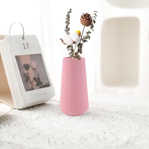 All Pink Ceramic Vase, GUKJOB Small Cute Flower Vase for Pampas Grass, Home, Living Room, Dining Table, Farmhouse, Office Decor, Bedroom, Table, and Kitchen Shelf (All Pink) - color: Small All Pink