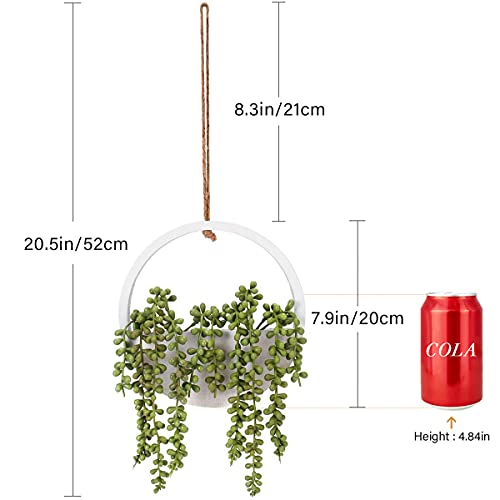 Floweroyal Artificial Succulents Hanging Plants 12.2'' Fake String of Pearls in Pot with 8.3'' Lanyard for Indoor Outdoor Wall Decor. - color: Type1-green-1pcs