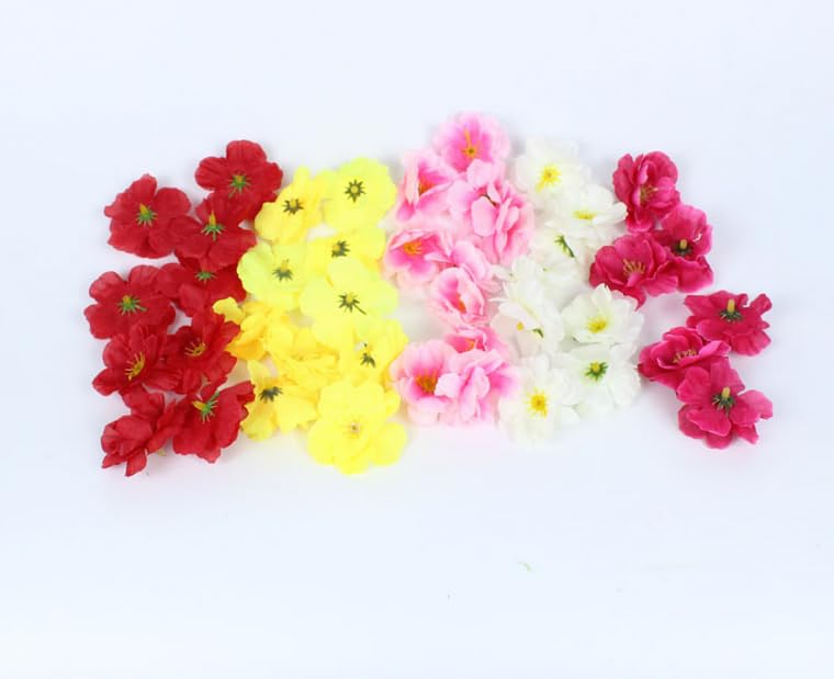 Rikyo 100 Artificial Silk Cherry Blossom Flower Heads Spring Fake Plum Blossom Peach Blossom,Vase Fillers,Corsages for Wedding Decor,Nursery Wall,Archway Wreath Garland Cake Ornaments (Yellow) - color: Yellow