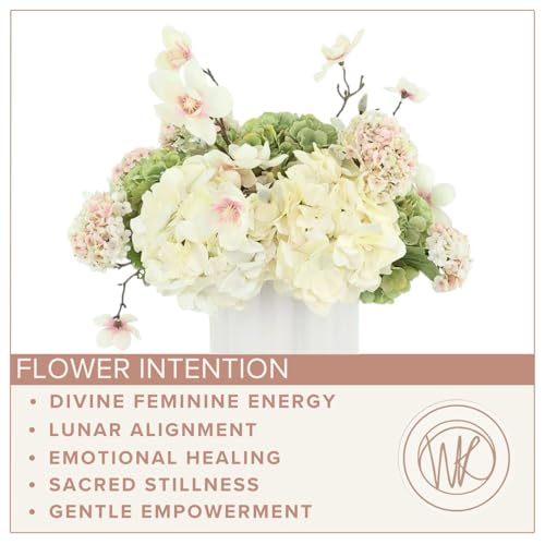 Moon Magnolia, Faux Floral Arrangement, Large-Size Premium Artificial Indoor Flower Display with Beautiful Blooms and Foliage That Lasts Forever - High Energy Natural Looking Floral - color: Moon Magnolia