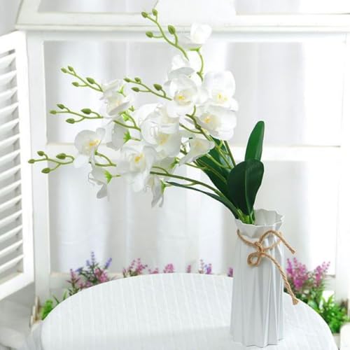 Corkwaw 50 Pcs Orchid Petals Artificial Decorations Orchids Heads Flowers Faux Silk Phalaenopsis Butterfly Flower Heads for Handmade DIY Home Wedding Party Decoration (White) - color: White