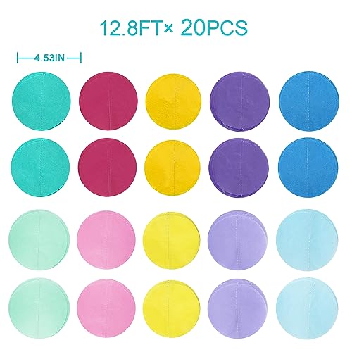 256Ft Pastel Party Decorations Big Circle Dot Backdrop Streamer Pastel Tissue Paper Polka Dots Hanging Curtain Garland for Birthday Wedding Bachelorette Engagement Baby Shower Macaron Party Supplies - color: Ombre Pastel