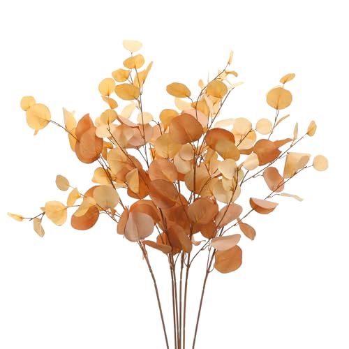 3 PCS Artificial Eucalyptus Stems Long 33" Fake Eucalyptus Leaves Branches for Vase Home Wedding Party Decorations, Champagne - color: Champagne*3