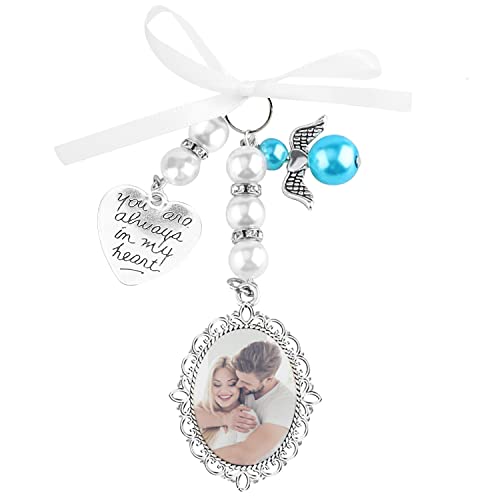 Vin Beauty Wedding Bouquet Photo Charm Bridal Bouquet Photo Charms for Wedding Memory Bow Pearl Charm Heart Styled Pendent