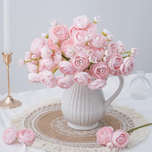 Ranunculus Artificial Flowers 18 Pcs, Faux Silk Mini Peonies Bulk Flowers for Vase, Fake Wedding Filler Flowers for DIY Bouquets, Centerpieces Arrangements Bridal Shower Decor, Shabby Blush - color: Shabby Blush