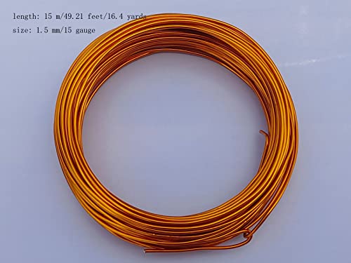 15 Gauge Anodized Aluminum Wire 49 Feet for Jewelry Making Craft DIY（1.5mm,Dark Gold,41517） - color: Dark Gold, size: 15 Gauge