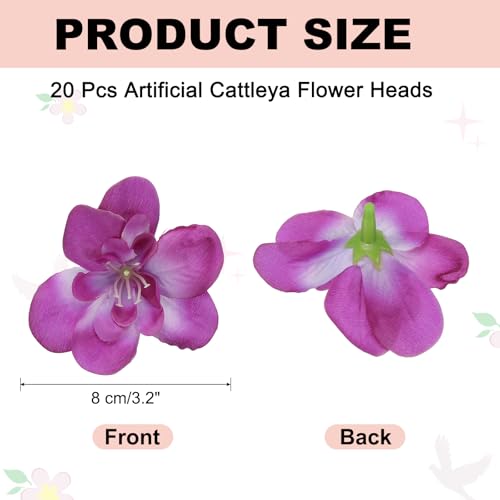 uxcell 20 Pcs Artificial Cattleya Flower Heads, Fake Cattleya Heads Bulk Artificial Flowers for DIY Wedding Bouquets Centerpieces Party Home Decorations, Dark Purple - color: Dark Purple