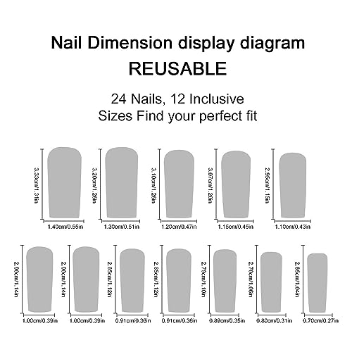 Flower Press on Nails Medium Square Fake Nails Pink False Nails with Embossed Rhinestone Designs Wild Flowers Glossy Stick on Nails Glue on Nails Acrylic Nails for Women Girls 24 Pcs - color: Flower Square34
