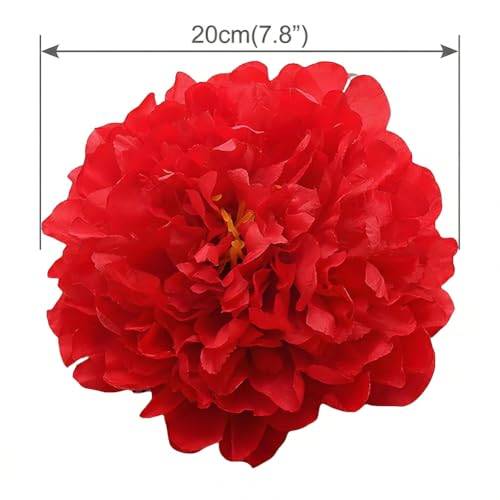 20 Pcs Oange Peony Artificial Flowers 7.8" Real Touch Big Faux Peonies Fake Flower Heads for Wedding Bridal Bouquet,Table Centerpieces, Home Decor - color: Oange