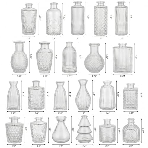 RUCKAE Glass Bud Vases Mini Flower Vase Small Vintage Vases for Centerpiece Table Wedding Decorations Home Decor Party(Transparent 22 Pack) - style: Transparent 22 Pack