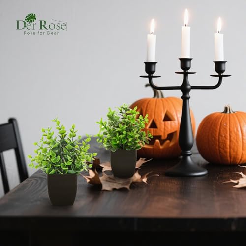 Der Rose 4 Pack Black Bathroom Decor Fake Plants Mini Artificial Greenery Potted Plants for Halloween Decor Indoor Office Table Room Farmhouse Decor - color: Black