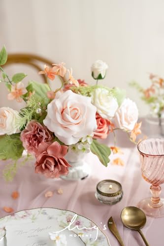 Ling's moment Blush Garden & Cream Artificial Flowers Greenery Mini Box Set, Pink & White Fake Flower for DIY Wedding Bridal Bouquet, Centerpieces Decor, Floral Arrangement Decor, Baby Shower etc. - color: Garden Blush