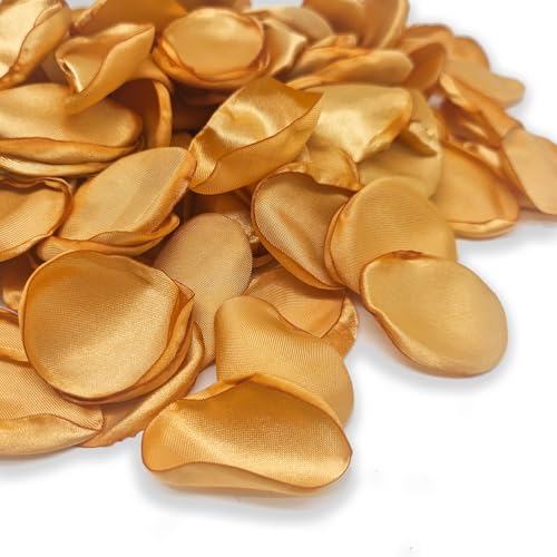 ZOOYOO 200Pcs Gold Silk Rose Flower Petals for Valentaine's Day,Wedding Flower Gril Basket,Aisle Scatter,Table Centerpieces,Romantic Night Decoration,3.5cm Each - color: Gold