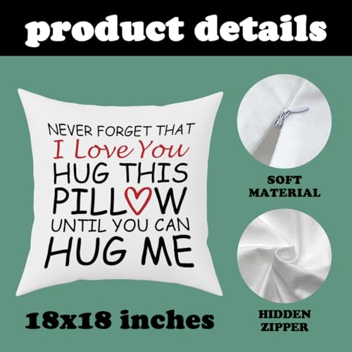 Fokongna Couch Pillowcase Lover I Love You Hug This Pillow Until You Can Hug Me 18 x 18 Inches Valentine's Day Birthday Gifts Give to Girlfriend Grade Flannel Waist Pillowcase - color: Love You
