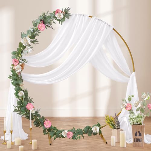 DeZerlor Wedding Arch Draping Fabric 29" x 20 FT Drapes for Backdrop Sheer Curtains for Romantic Bridal Baby Shower Decorations Ceremony Birthday Party Outdoor Events, White - color: White