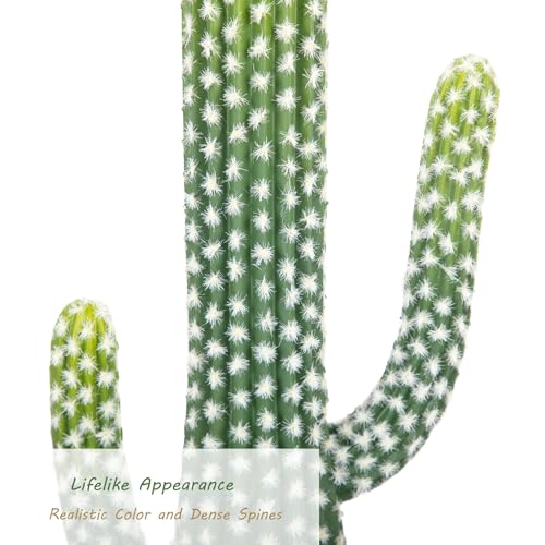 33 Inch Tall Realistic Cactus Plant Artificial with Plastic Woven Planter Decoration Indoor, Lifelike Fake Cactus Plant for Home Office Garden Store Porch Patio Decor. - size: 33 Inch