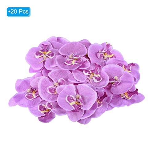 PATIKIL 9cm/3.5" Artificial Orchid Flower Heads, 20 Pack Silk Phalaenopsis Fake Butterfly Orchid Heads for Wedding Floral Bouquet Decor DIY Craft Making, Light Purple - color: Light Purple, size: 3.5"