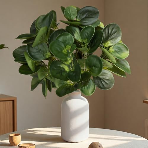 15" Artificial Eucalyptus Stems Potted Plant - Realistic Small Fake Desk Plants for Office Home Decor, Faux Plants in Frosted Ceramic Vase for Indoor Spaces, Wedding Centerpieces Table Decor（2pcs leaf - color: Big Eucalyptus Plant