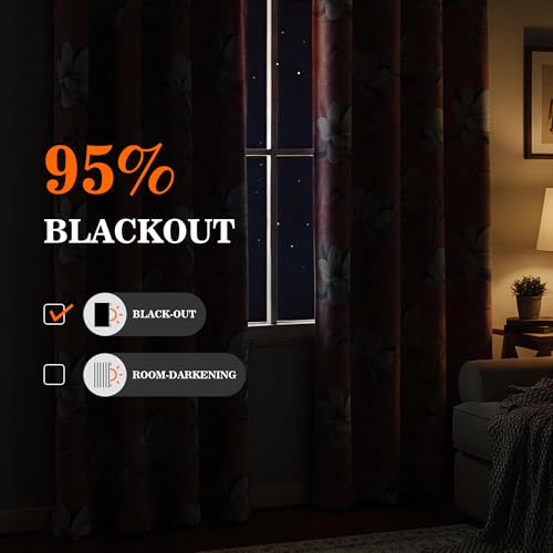 MYSKY HOME 95% Floral Blackout Curtains 63 Inch Length for Girls Bedroom Nursery 2 Panels Set Black Out Thermal Insulated Privacy Protect White Flower Patterned Grommet Drapes, 52" Wide, Pink - color: Pink, size: 52"W x 63"L (Pack of 2)