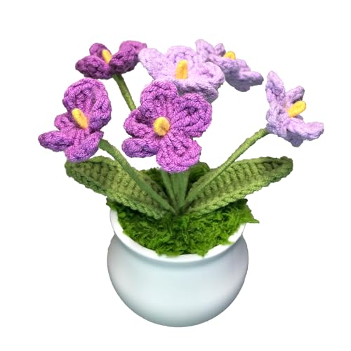 Joekaran Crochet Flowers Cute Small Flower, Self Care Gifts for Women Grandmother,Valentines,Birthday, Christmas Basket Gift from Friends Son Daughter, Desk Decor, (Purple Gradient Myosotis) - color: Purple Gradient Myosotis