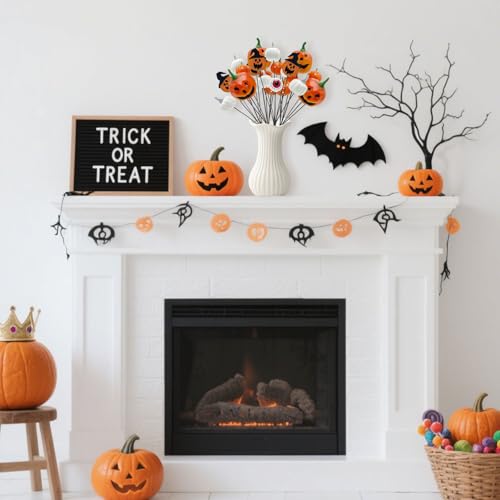 4Pcs Halloween Decorations Indoor - Artificial Pumpkin Branches Stems with Eyeball Fall Floral Stems for Home Indoor Party Arrangement Halloween Centerpieces Decor - color: B