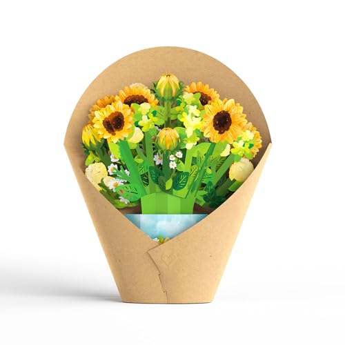 Lovepop Everyday Sunflower Blooms Pop-Up Flower Bouquet for Her and Him - 3D Greeting Cards for Boys, Girls, Men, Women - 12" Bouquet - Blank Notecard Included - color: Sunflower Blooms Bouquet