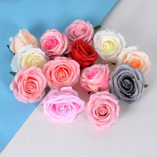 8Pcs Artificial Flower - Champagne Pink Rose Flowers with Leaves Fake Floral Arrangements for Home Bathroom Office Table Centerpiece Shelf Weddings Decorations - color: Champagne Pink