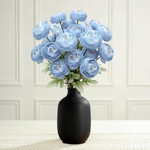 Artificial Silk Peony Fake Flowers,6PCS Artificial Faux Peonies Bulbs with 24 Silk Heads for Indoor Outdoor DIY Bouquets Wedding Centerpieces Home Decoration - color: Dusty Blue