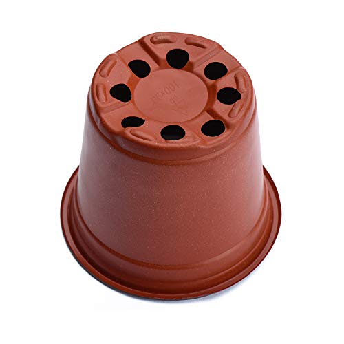 Delxo 4” Nursery Pots 100 Pcs Plastic Small Plant Pots with Drainage Holes, Flexible Seed Starter Pots for Seedlings, Cuttings & Transplanting, Reusable Flower Pots for Indoor Outdoor Plants, Red - size: 4 Inch