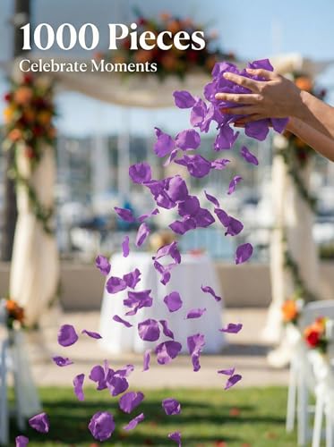 1000 Pcs Artificial Fake Rose Petals,Flower Petals for Romantic Night, Engagement, Party, Wedding, Event Flower Decorations, in Bulk(Purple) - color: Purple, size: 1000Pcs