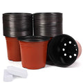 JERIA 100-Pack 6 Inch Plastic Nursery Pots Come with 100 Pcs Labels, Seedling Flower Plant Container and Seed Starting Pots - size: 6 Inch