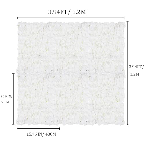 BLOSMON Flower Wall Panel Backdrop - 6 Pcs 24 x 16 Inch White Artificial Hydrangea Floral Backdrop for Wedding Party Baby Bridal Shower Decor, Hanging Fake Silk Flower Backdrop Decoration | 24 x 16 Inch Floral Wall for Wedding Party Baby Bridal Shower Dec