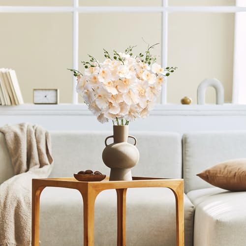 6 PCS Artificial Orchid Stems 33.5" Tall 9 Large Petals Fake Champagne Phalaenopsis Flower Arrangements for Home Wedding Living Room Table Centerpiece Office Table Decor Champagne - color: Champagne（6pcs）