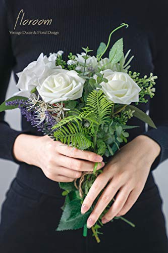 Floroom Artificial Flowers 50pcs Real Looking Ivory Foam Fake Roses with Stems for DIY Wedding Bouquets White Baby Shower Centerpieces Floral Arrangements Party Tables Home Decorations - color: Ivory, size: 50Pcs