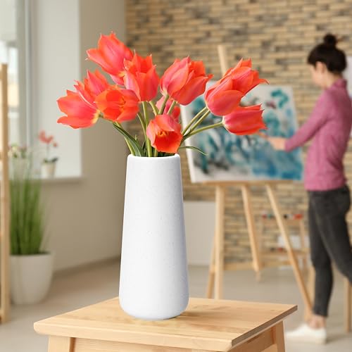 D'vine Dev 11 Inch Ceramic Flower Vase Textured Finishing, Minimalist Design for Kitchen, Bedroom, Living Room, Centerpieces, Office, Speckled Porcelain, VS-XH-G-2 - color: Speckled Porcelain, size: 11 Inch