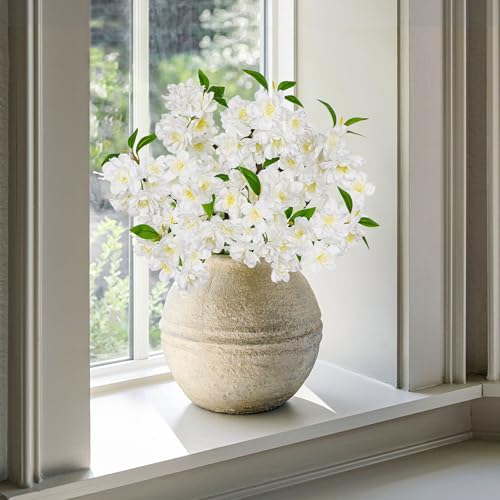 DILATATA 17" Cherry Blossom Branches for Vase Faux Cherry Flowers Picks White Peach Blossom for Floral Arrangements Artificial Apple Blossom Fake Silk Flower for Home Wedding Table Decor-4 Pcs - color: White03 #3